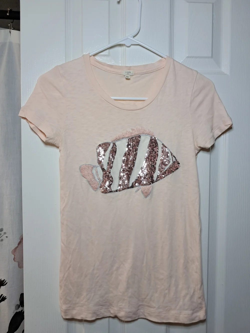 J. Crew Girls' Pale Pink Sequin Fish Tee
